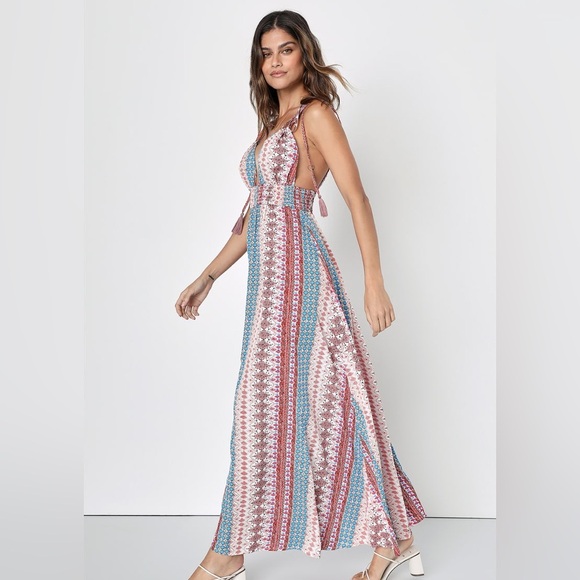 LULU’S maxin relaxin size small maxi dress bohemian print - Picture 4 of 5